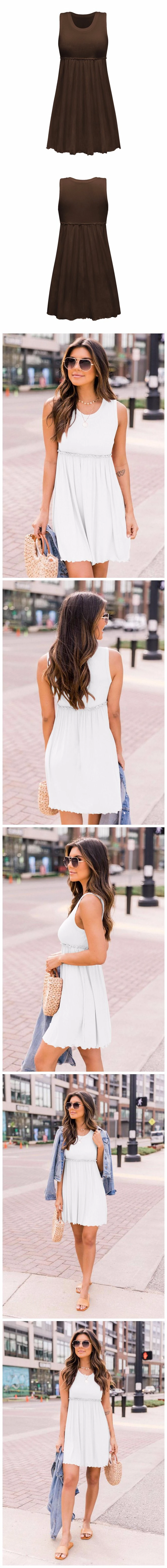 Women′ S Sleeveless Casual T Shirt Dresses Racerback A Line Summer Dress