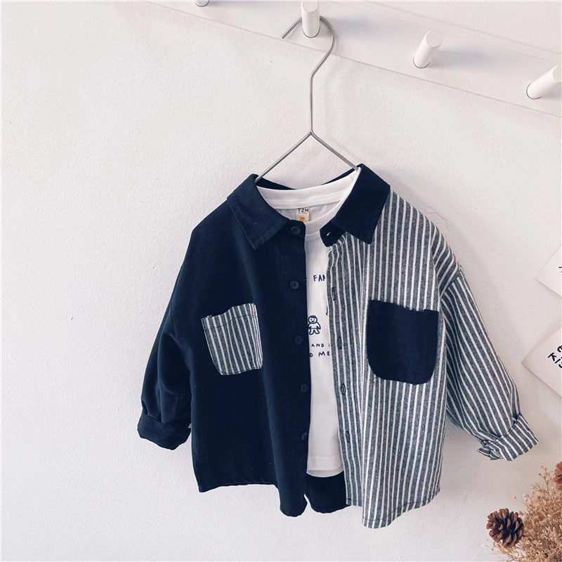 Boys Blouses and Shirts Children′ S Stripe Top 2022 Spring Autumn Casual White Polo Shirts Teenager School Brand Outerwear Cotton