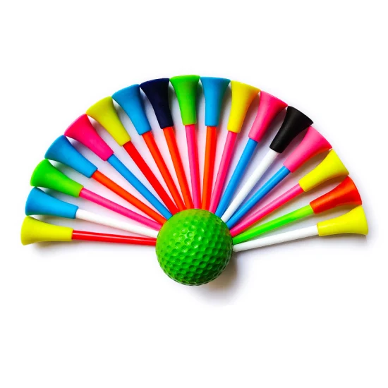 Tees de golfe de plástico baratos e duráveis ​​por atacado 42 mm/54 mm/70 mm/83 mm de borracha colorida topo de golfe Tees