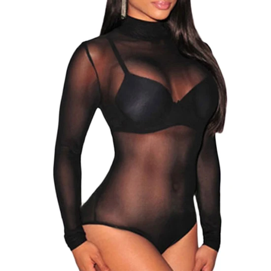 Roupa íntima feminina charmosa sexy tule sem costura sedutora malha preta transparente