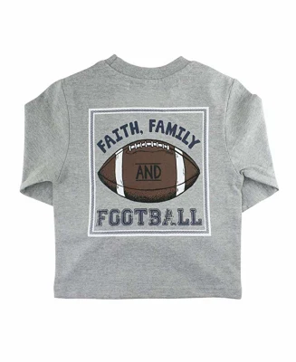 Roupas para bebês meninos Faith, estampa de assinatura de futebol familiar Southern Pocket Tee