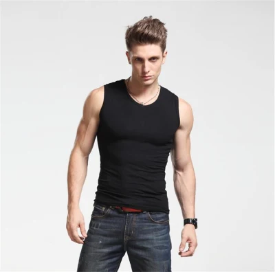 Regata de marca de moda de verão masculina com decote em O slim fit regata masculina sem mangas com decote em V colete masculino fitness